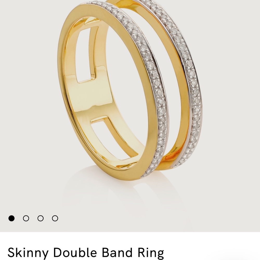 MONICA VINADER Skinny Double Band Ring with Pavé Stones